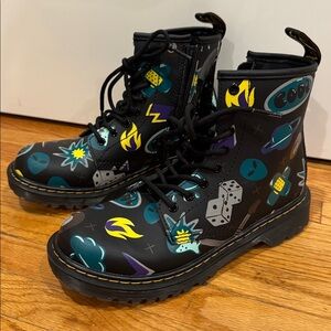 DR. MARTENS Junior 1460 Sticker Print Leather Lace Up Boots